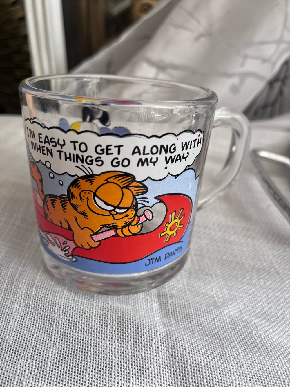 1978 Garfield Glass Mug with Orange Garfield Graphic